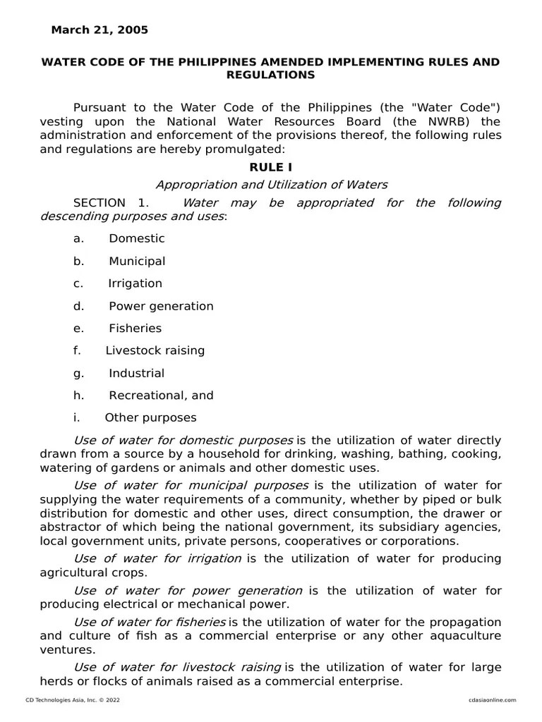 Water Code of The Philippines Amended Implementing Rules and