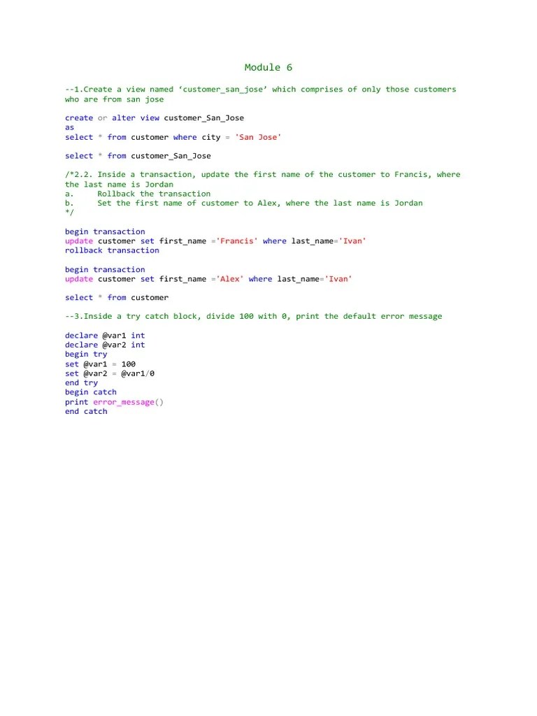 Creating Views and Transactions to Update Customer Records from San