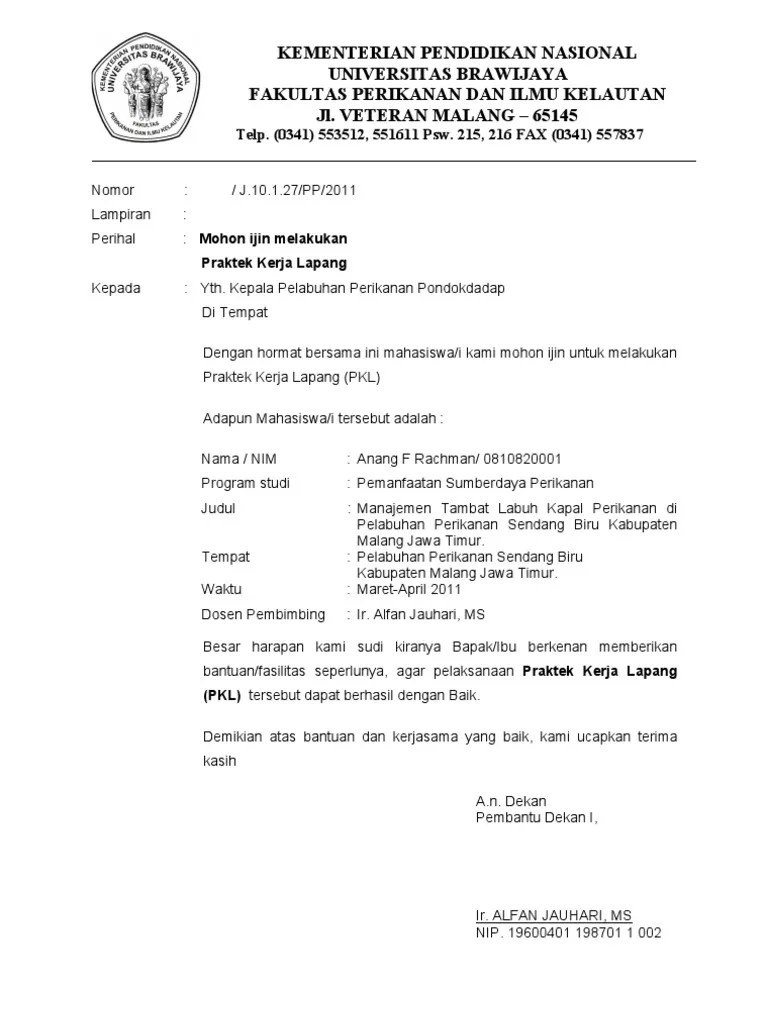 Surat Ijin PKL AN2G | PDF