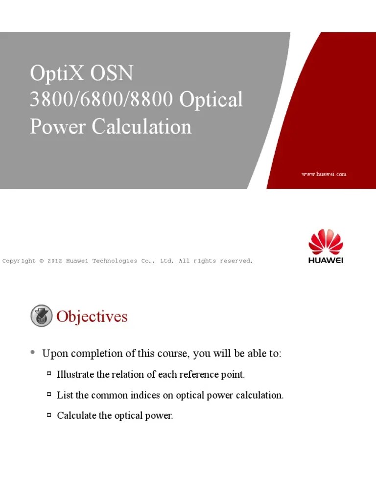 OTC107201 OptiX OSN 380068008800 Optical Power Calculation PDF