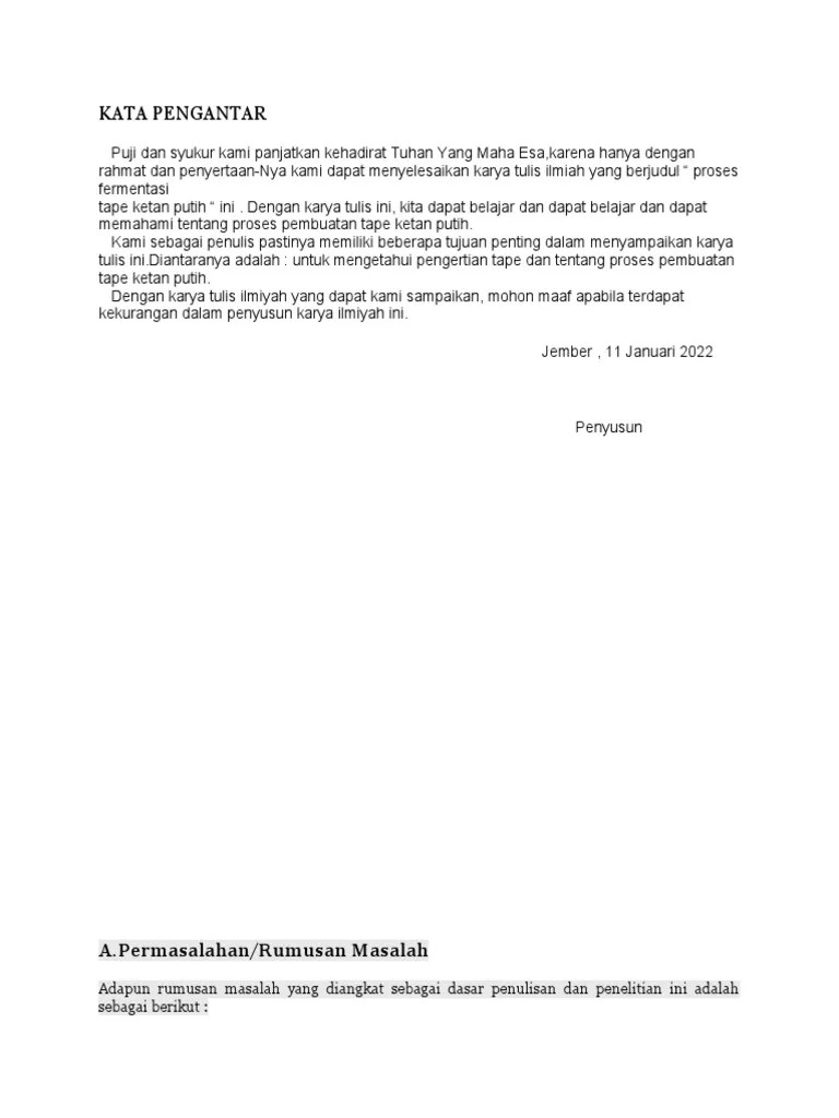 PROSES PEMBUATAN TAPE KETAN PUTIH PDF