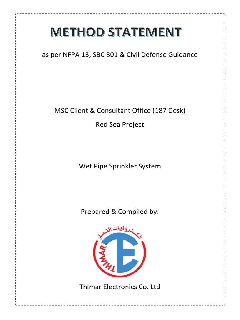 Method Statement HydroTest of Sprinkler Network PDF Pipe (Fluid