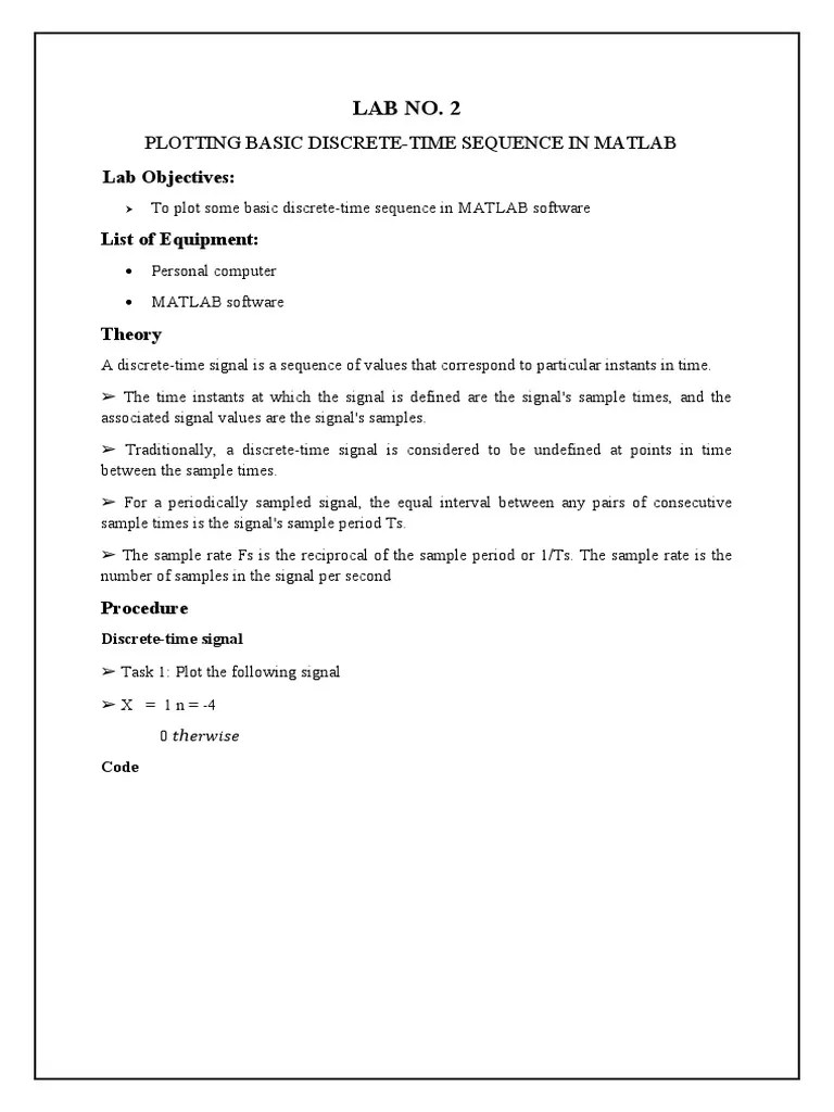 DSP Lab 2 PDF Discrete Time And Continuous Time Digital Signal