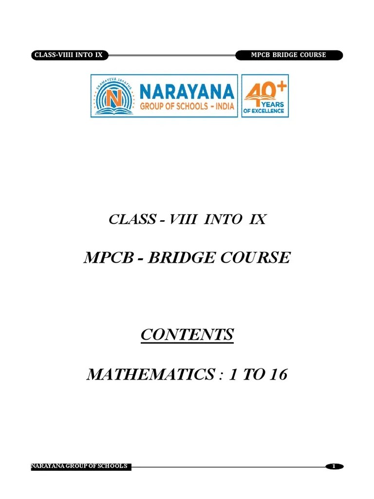 Maths Material Bridge Course PDF
