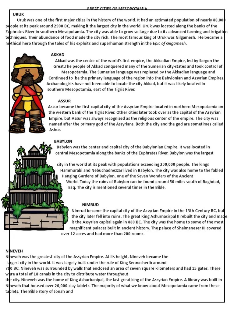Great Cities of Mesopotamia PDF Mesopotamia Babylon