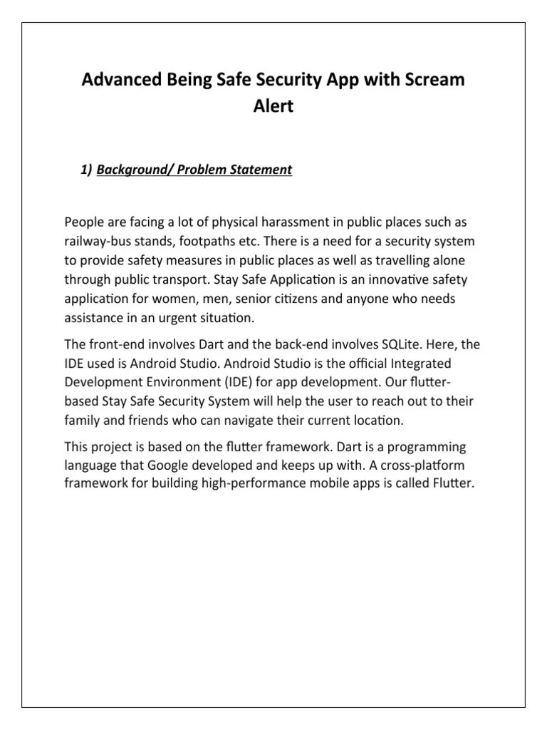 Advanced Being Safe Security App With Scream Alert PDF Ios Mac Os