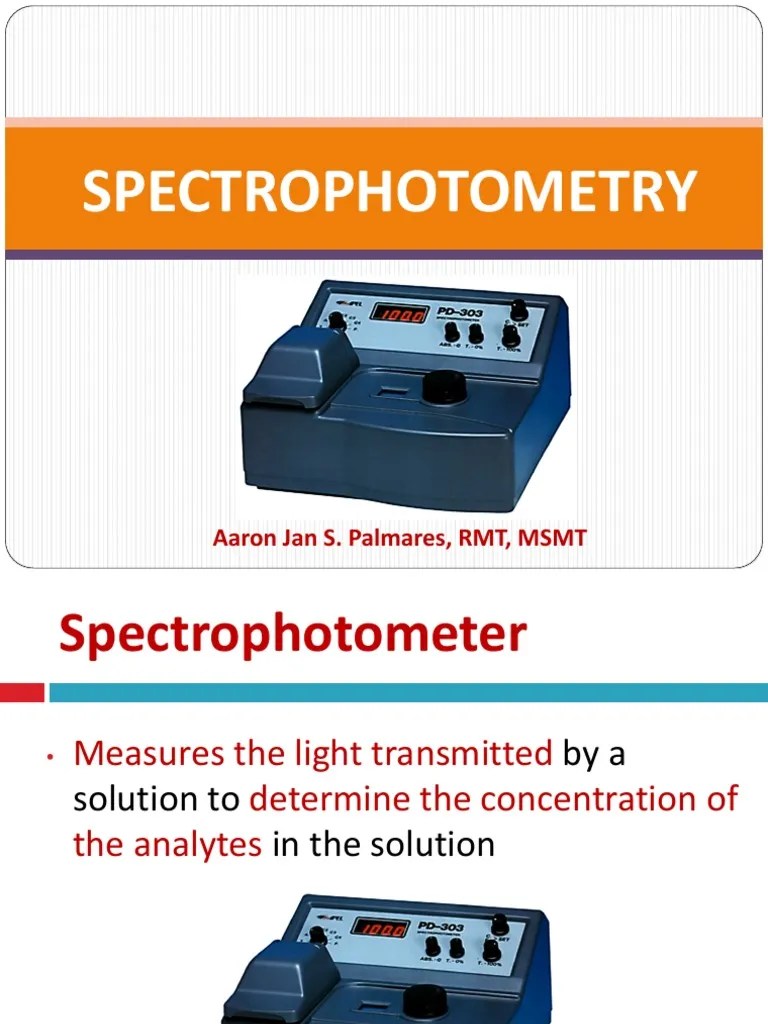 Spectrophotometry 1 PDF Spectrophotometry Absorbance