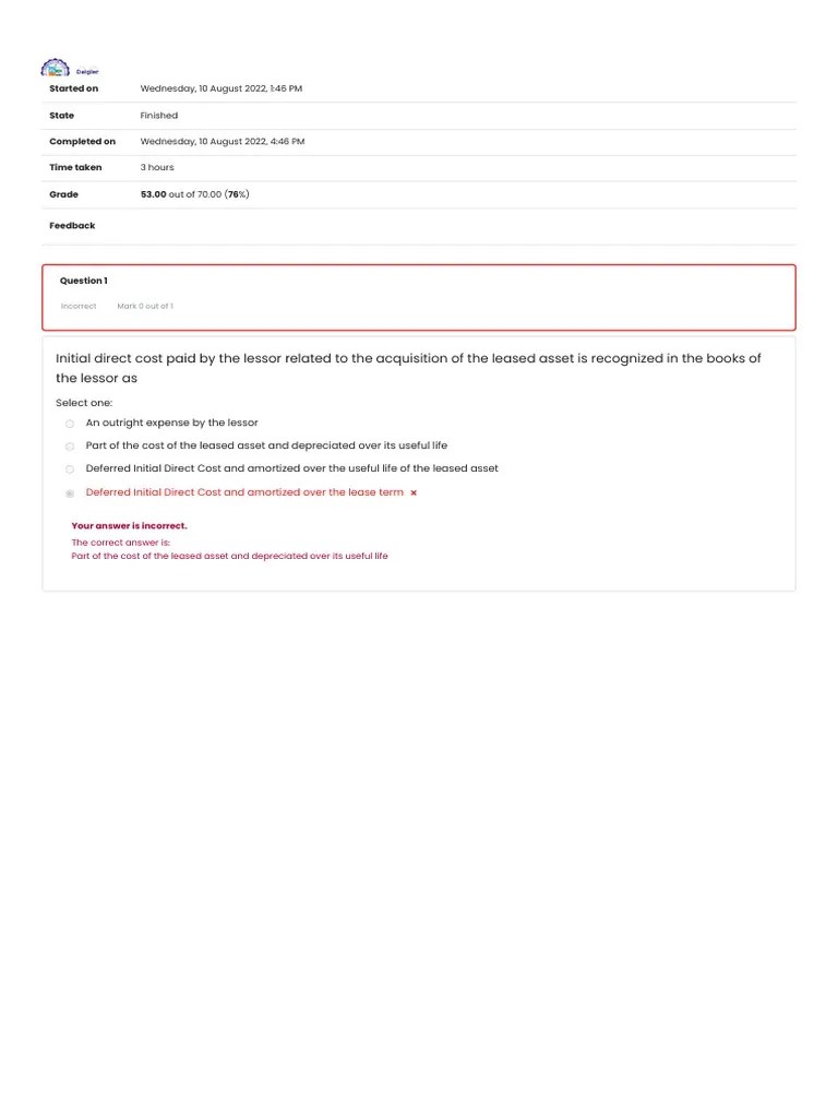 Post Assessment Long Quiz 2 Attempt Review | PDF | Lease | Revenue