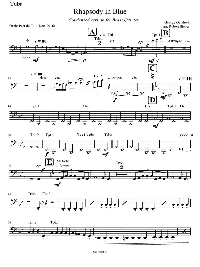 Tuba Rhapsody in Blue PDF Classical Music Musical Compositions