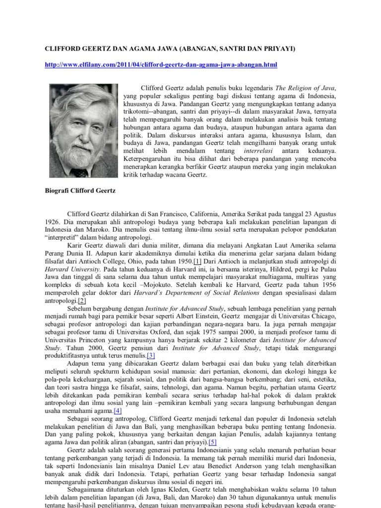 Clifford Geertz Dan Agama Jawa