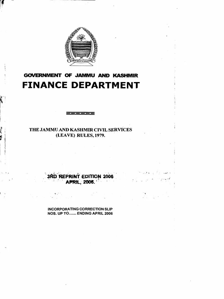 J&K Civil Services (Leave) Rules, 1979 PDF Postgraduate Education