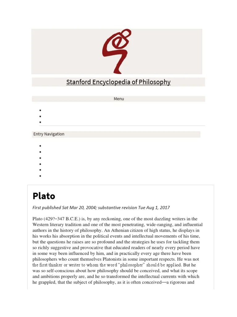Plato Stanford Encyclopedia PDF Plato Socrates