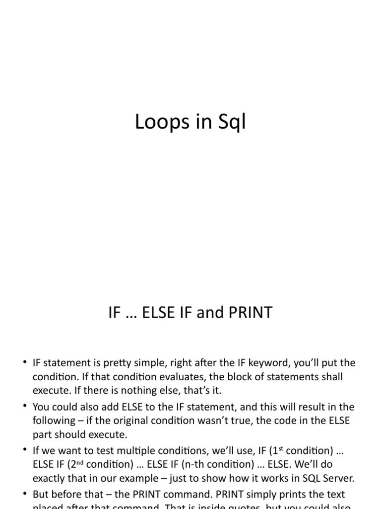 Loops in Sql PDF Subroutine Pl/Sql