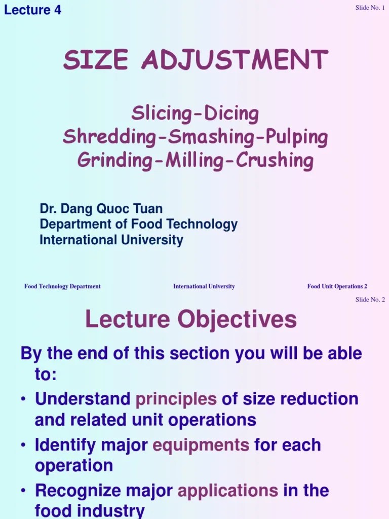 Principles and Equipment for Size Reduction in the Food Industry PDF