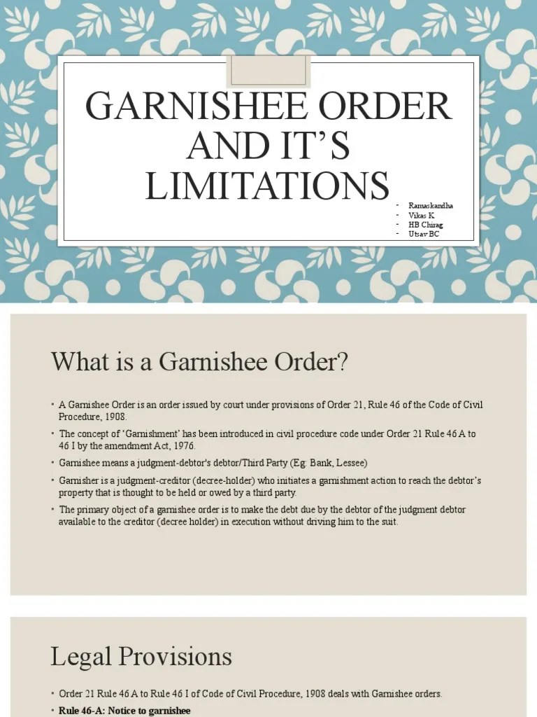 Garnishee Order PDF Garnishment Judgment (Law)