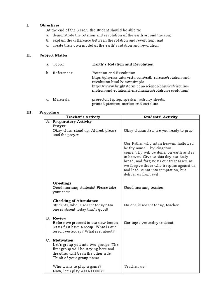 2. Earth's Rotation and Revolution PDF Earth Sun