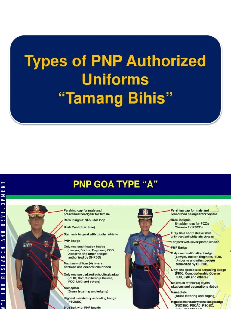 Types of PNP Authorized Uniforms Tamang Bihis PDF Military Personal