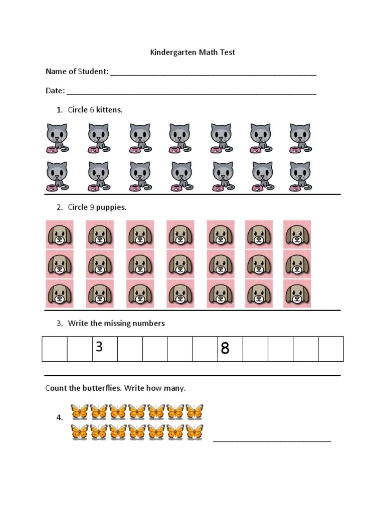 Kindergarten Math Test PDF Geometry Mathematics