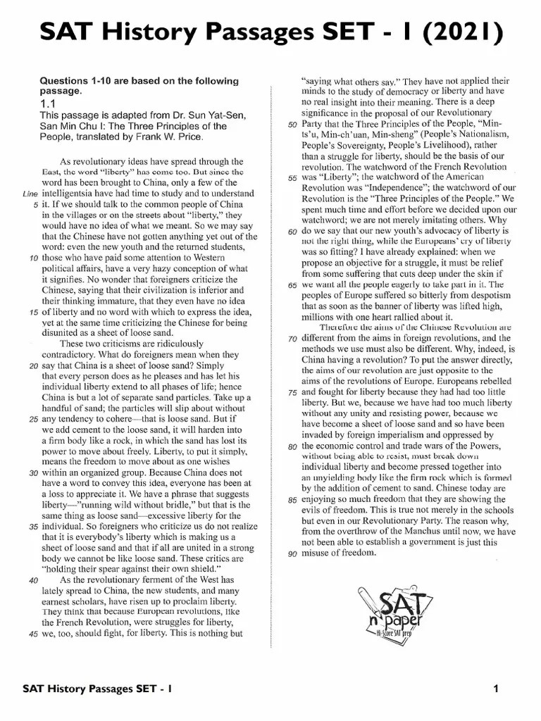 1. SAT History Passages SET - 1.1 | PDF