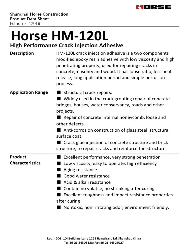 Product Data Sheet GC 120 L PDF Adhesive Concrete