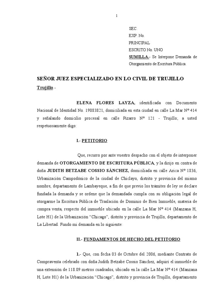 Demanda de de Escritura Propiedad Justicia