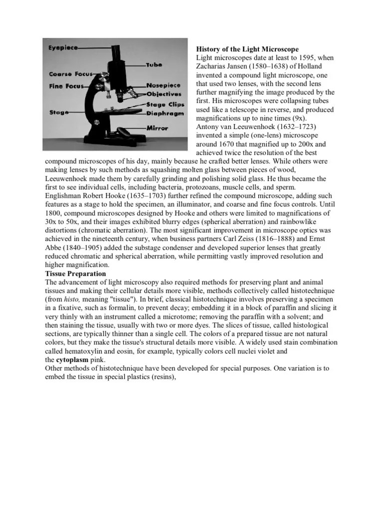 History of The Light Microscope PDF Lens (Optics) Optics