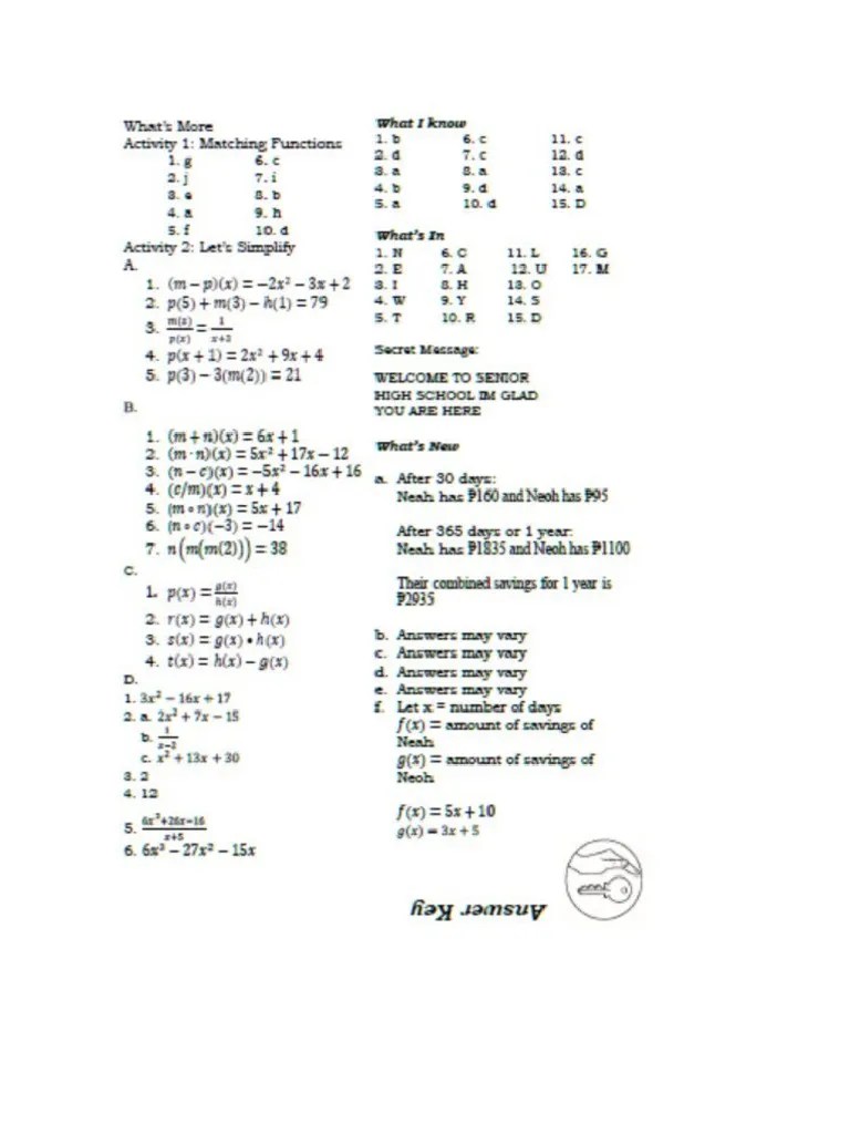 Mathematics Answer Key Part 3 PDF