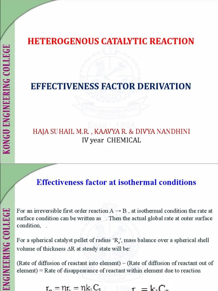 Effectiveness Factor PDF Reaction Rate Catalysis