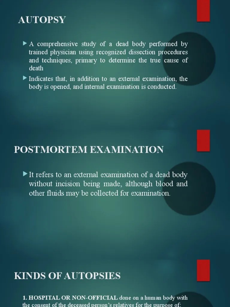 Understanding Autopsy and Postmortem Procedures PDF Autopsy Death