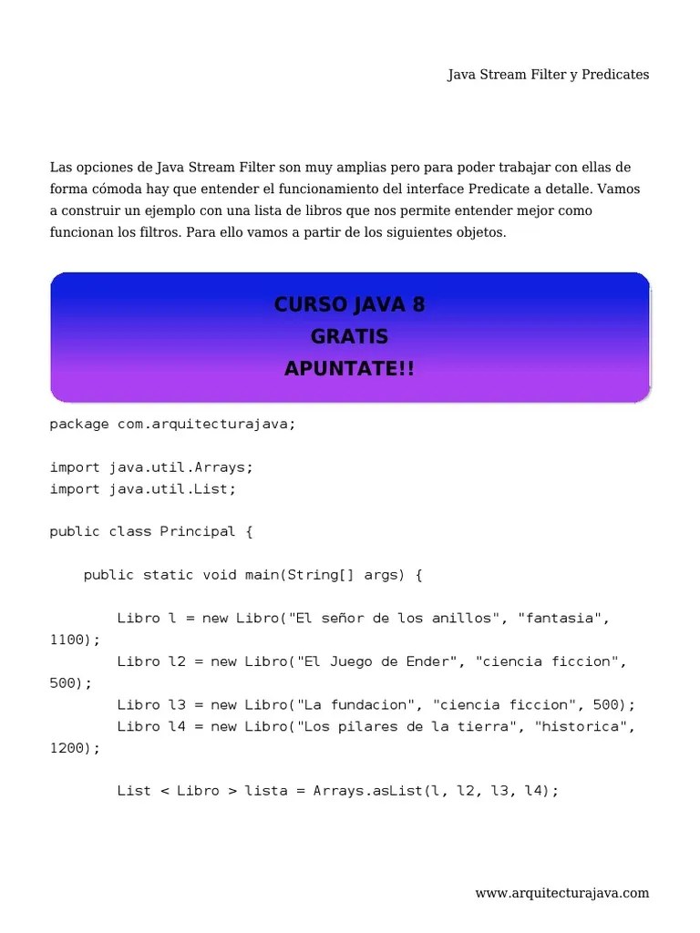 Java Stream Filter y Predicates PDF Java (lenguaje de programación