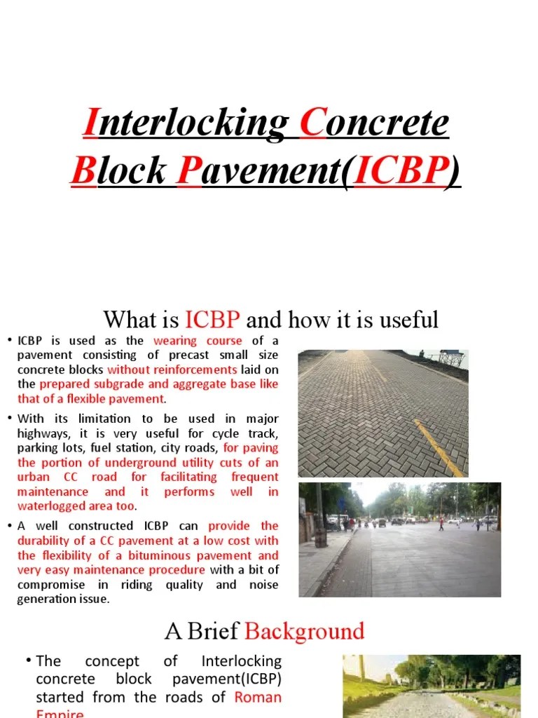 Interlocking Concrete Block Pavement ICB PDF Road Surface Concrete
