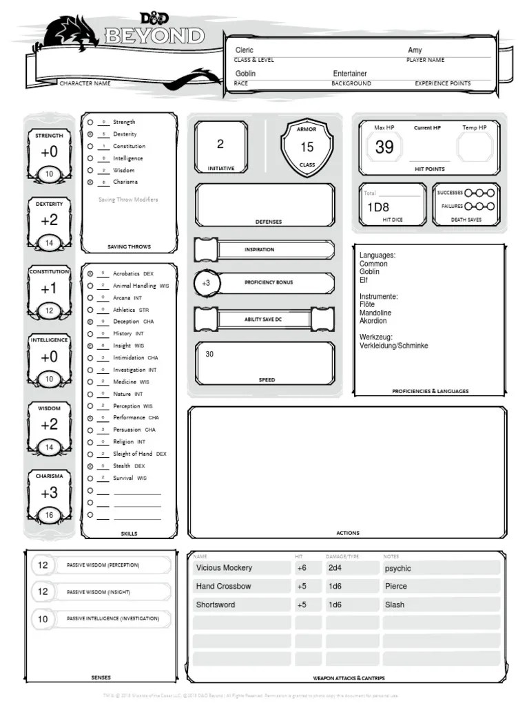 Saving Throw Modifiers Total Cleric Amy PDF Dungeons & Dragons