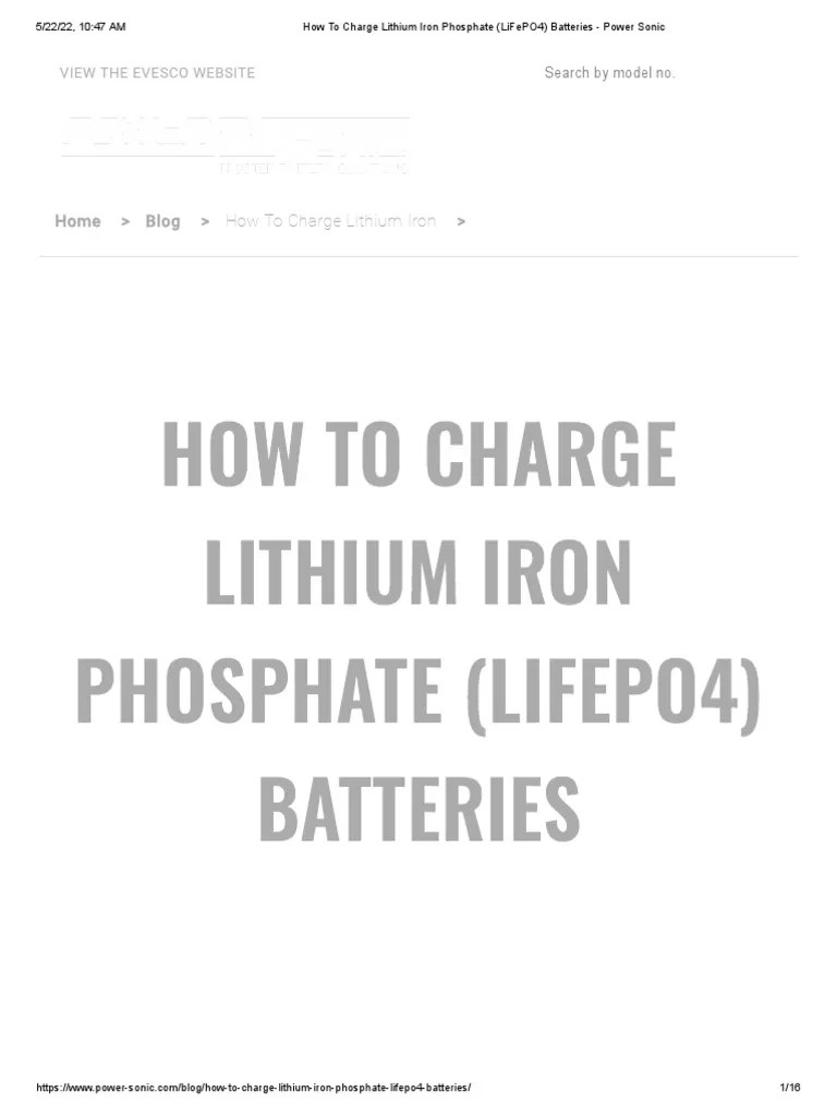 How To Charge Lithium Iron Phosphate (LiFePO4) Batteries Power Sonic