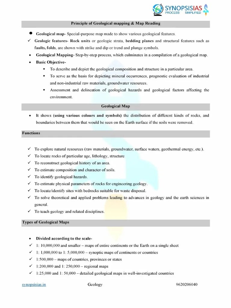 Principle of Geological mapping & map reading.. | PDF