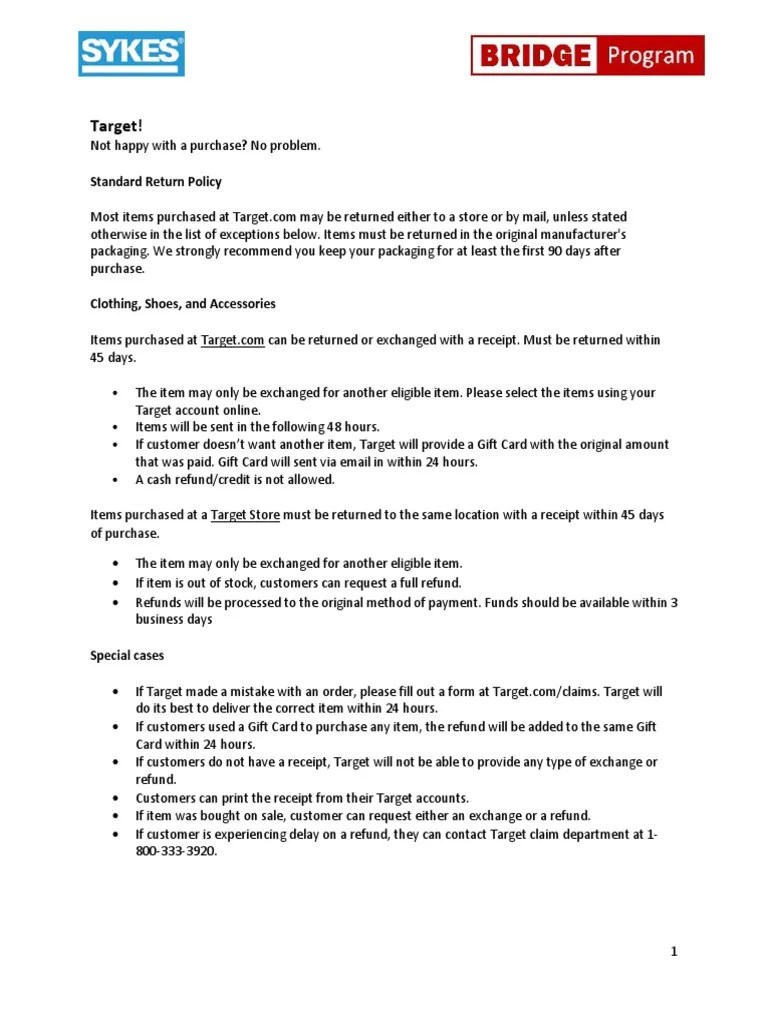 Target Return Policy Guide 45 Days for Clothing Returns PDF