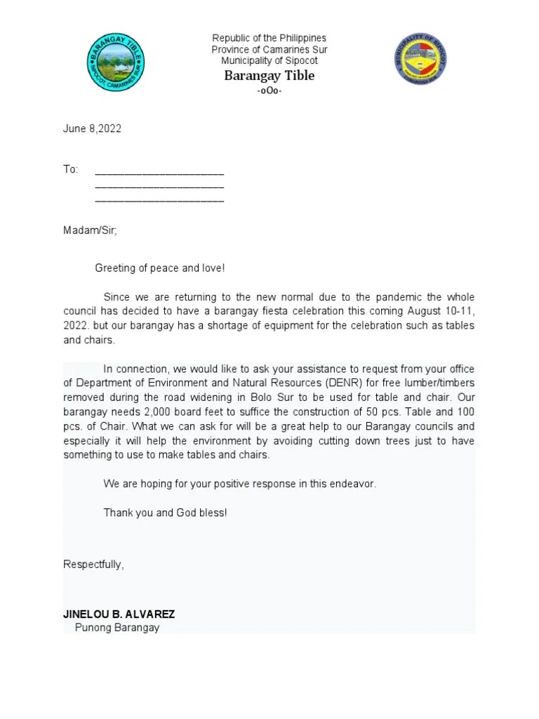 Request Letter To Denr PDF