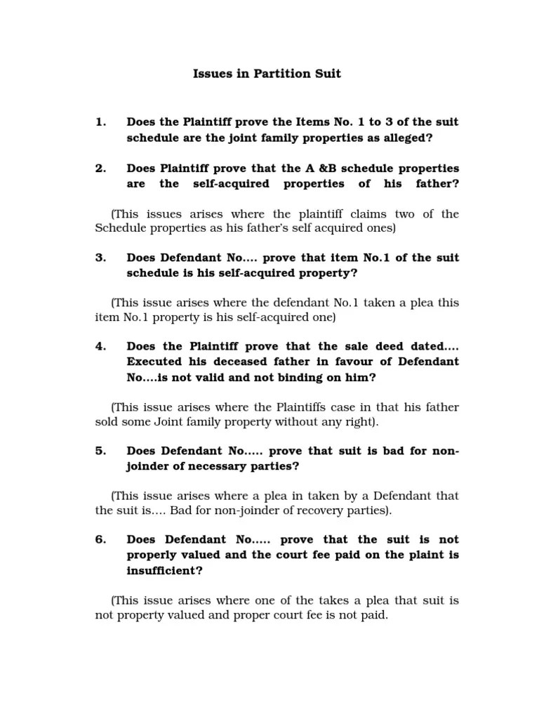 Partition Suit PDF Lawsuit Private Law