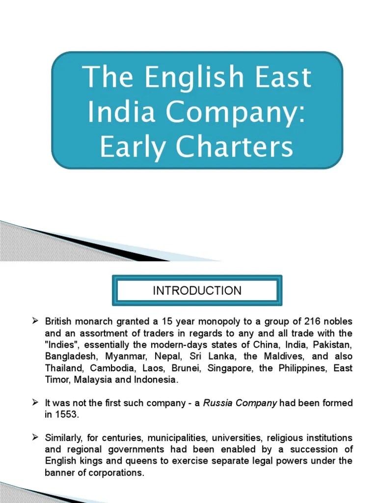 Early Charters PDF East India Company