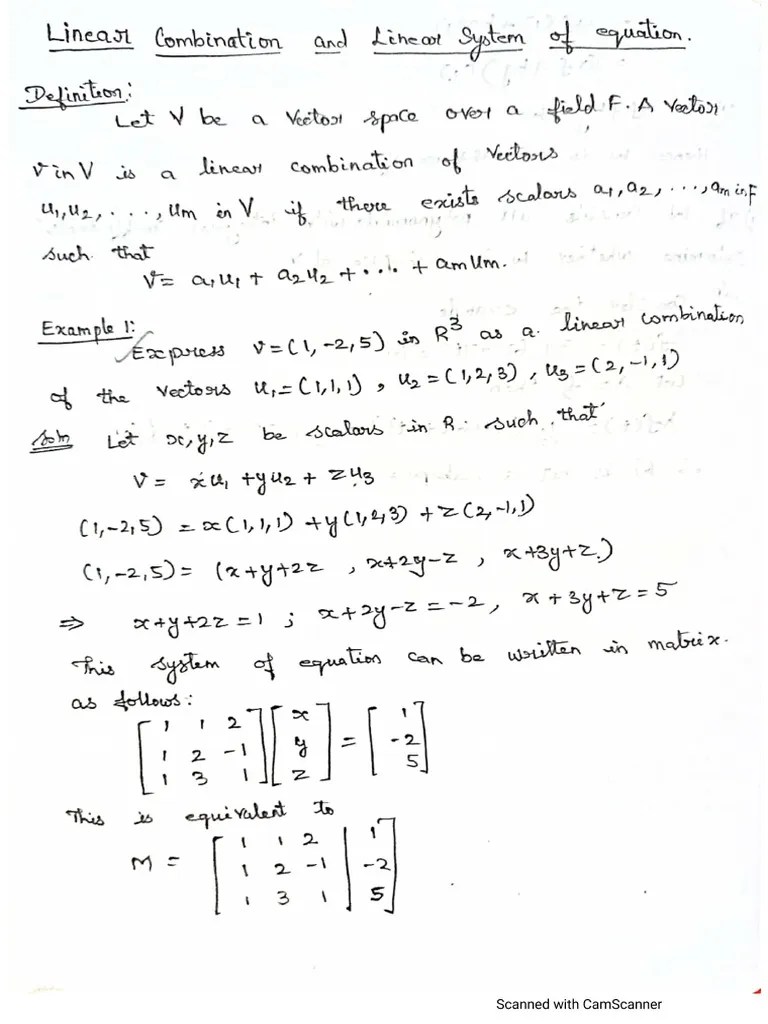 Linear Combination and Basis PDF