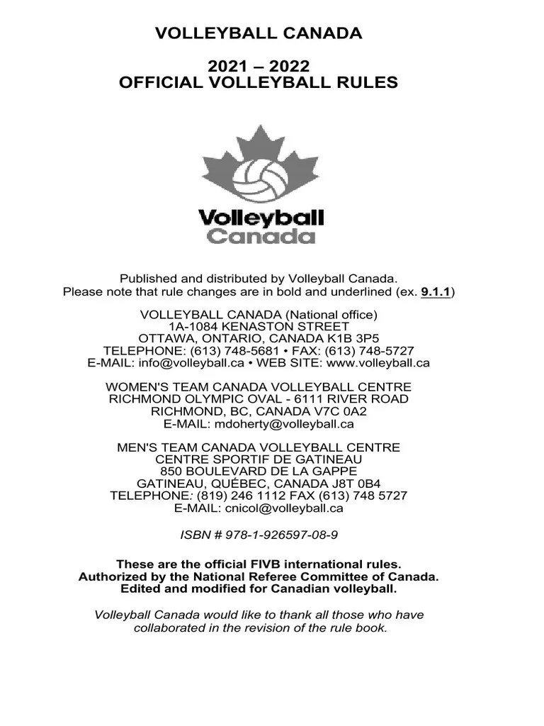 Rulebook of Volleyball PDF