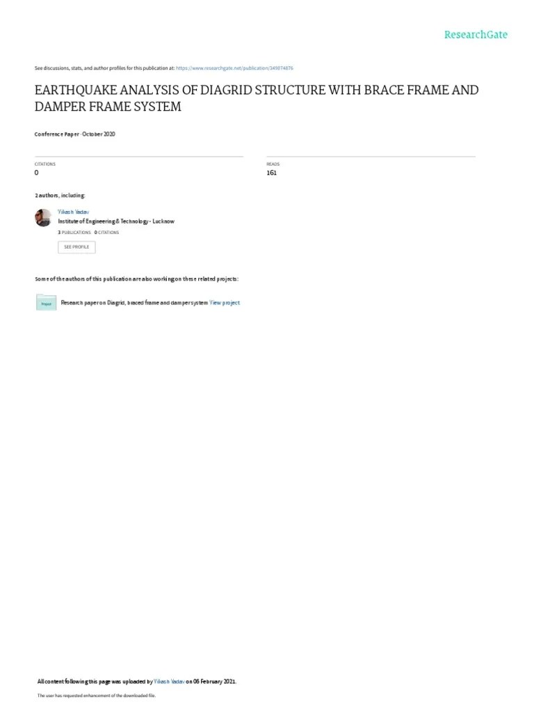 Earthquake Analysis of Diagrid Structure With Brace Frame and Damper
