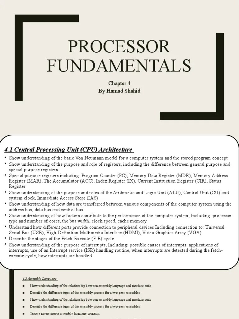 Chapter 4. Processor Fundamentals PDF Central Processing Unit Hertz
