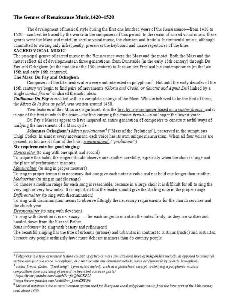 Renaissance Music Genres Exploring the Development of Sacred Vocal