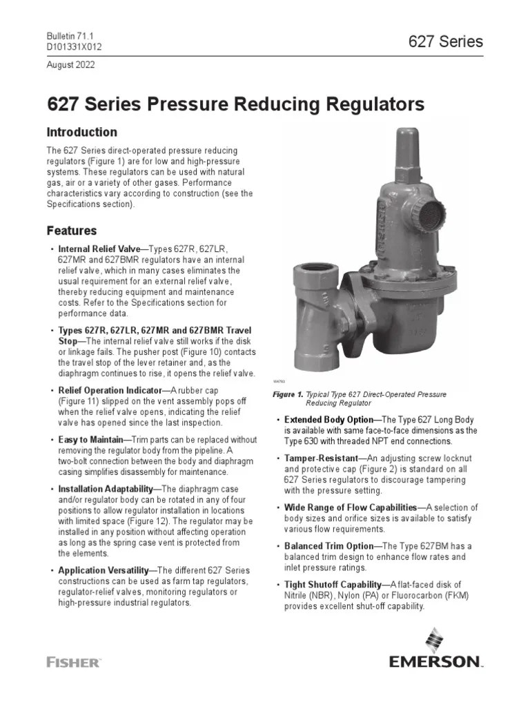Data Sheets 627 Series Pressure Reducing Regulators Bulletin Fisher en