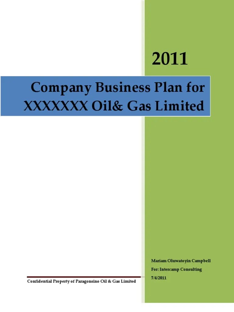 Business Plan Template For A Oil & Gas Company PDF Retail Marketing
