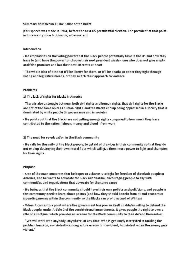 Summary of Malcolm X PDF