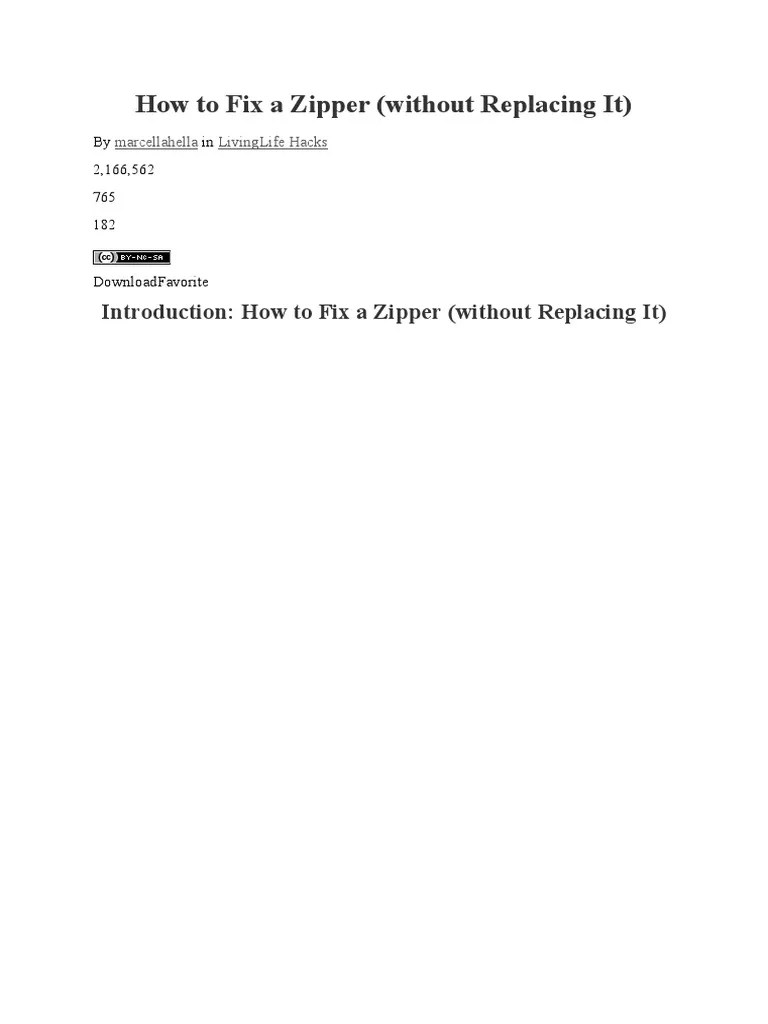 How To Fix A Zipper (Without Replacing It) PDF Notions (Sewing)
