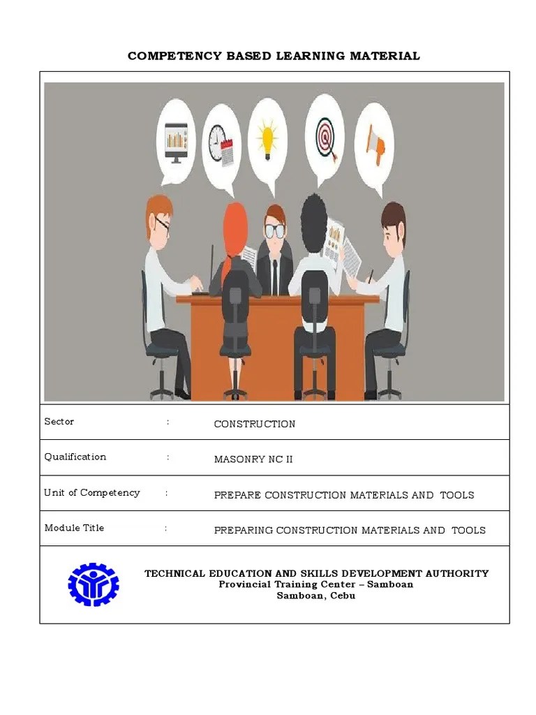 Prepare Construction Materials and Tools PDF Masonry Concrete