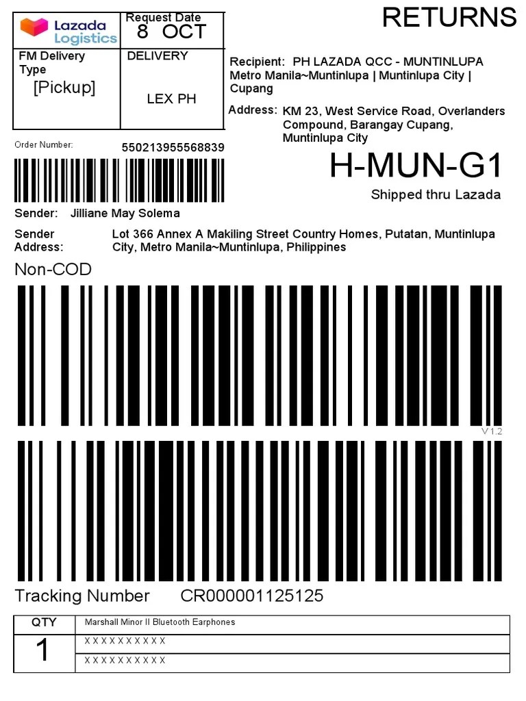 Return Label PDF