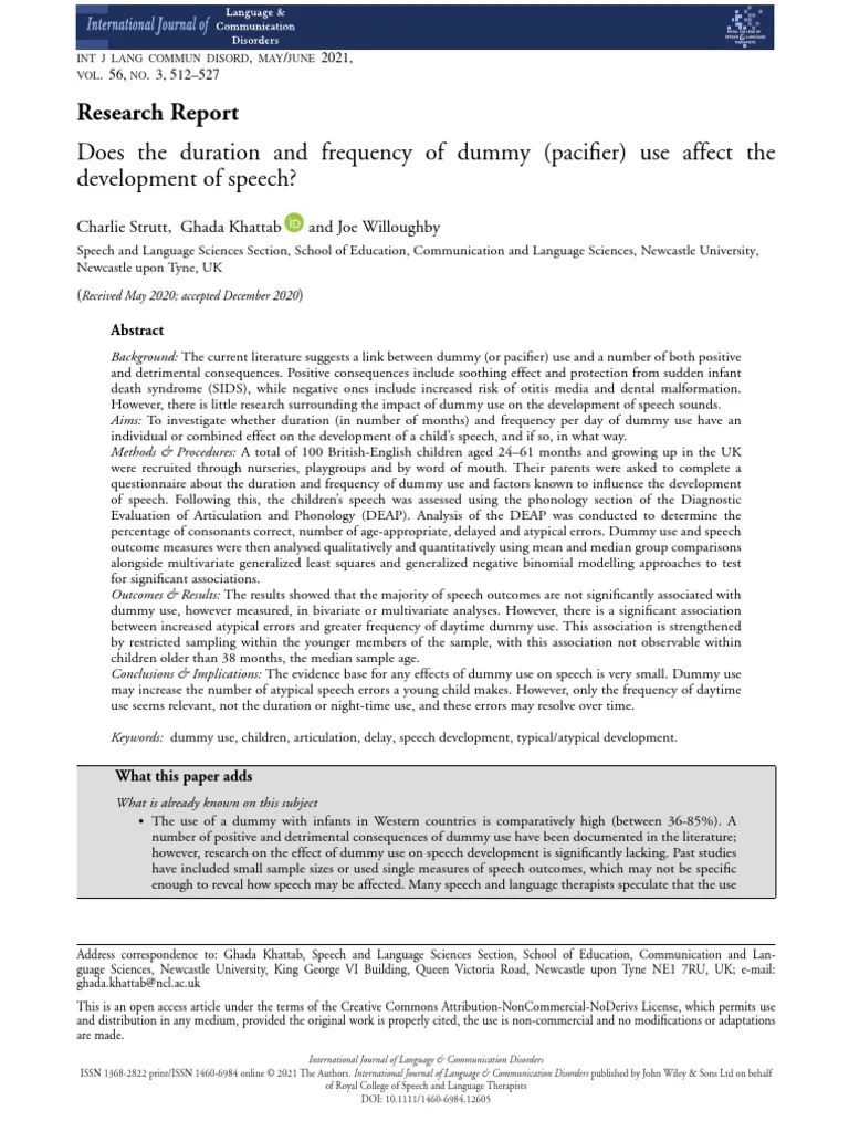 2021 Strutt Does The Duration and Frequency of Dummy Pacifier Use